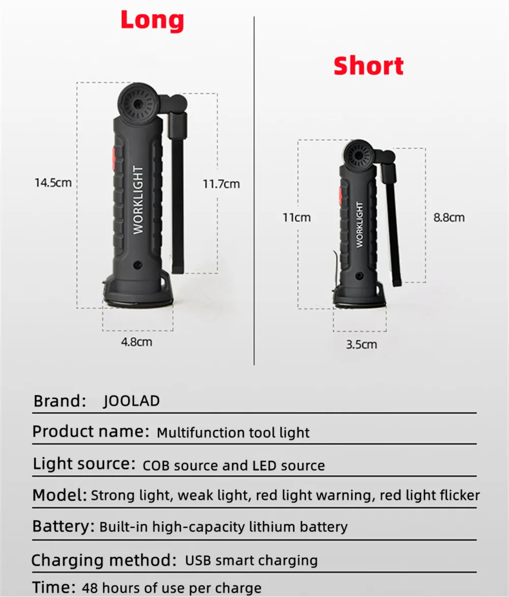 New Portable COB LED Flashlight USB Rechargeable Work Light Magnetic Lanterna Hanging Lamp with Built-in Battery Camping Torch