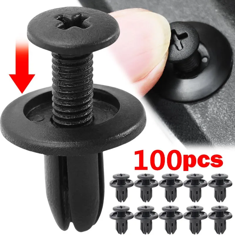 5/100pcs 8mm Plastic Rivets Fasteners Screw Car Bumper Fender Black Rivet Car Fastener Clips for Toyota Focus Kia Nissan Yamaha