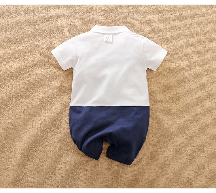 0-18 Baby Bodysuit Gentleman Style Handsome Formal Cotton Comfortable Soft Boys And Girls Summer Short Sleeved Newborn Clothes