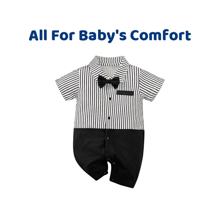 0-18 Baby Bodysuit Gentleman Style Handsome Formal Cotton Comfortable Soft Boys And Girls Summer Short Sleeved Newborn Clothes