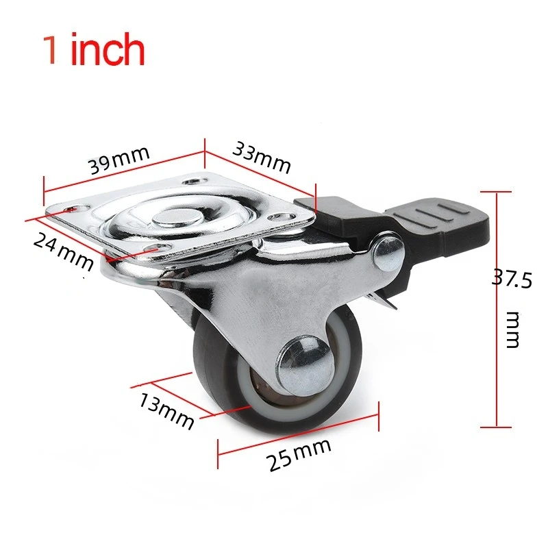 4PCS Furniture Caster 1/2 inches Soft Rubber Universal Wheel Swivel Caster Roller Wheel For Platform Trolley Accessory Furniture