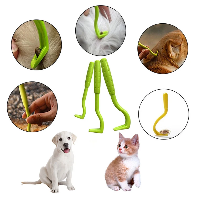 3Sets Flea Remover Hook Tick Remover Tweezer Tick Pull Pet Cat Dog Tick Clamp Accessaries Pet Mite Flea Extractor Dog Accessarie