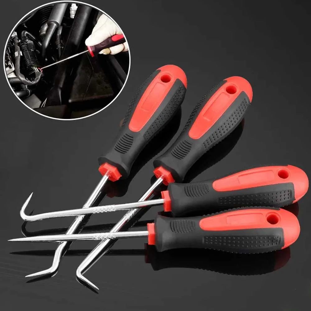 4Pcs Car Pick and Hook Set Automotive O Ring Oil Seal Gasket Puller Remover Craft Hand Tool Auto Disassembly Accessories