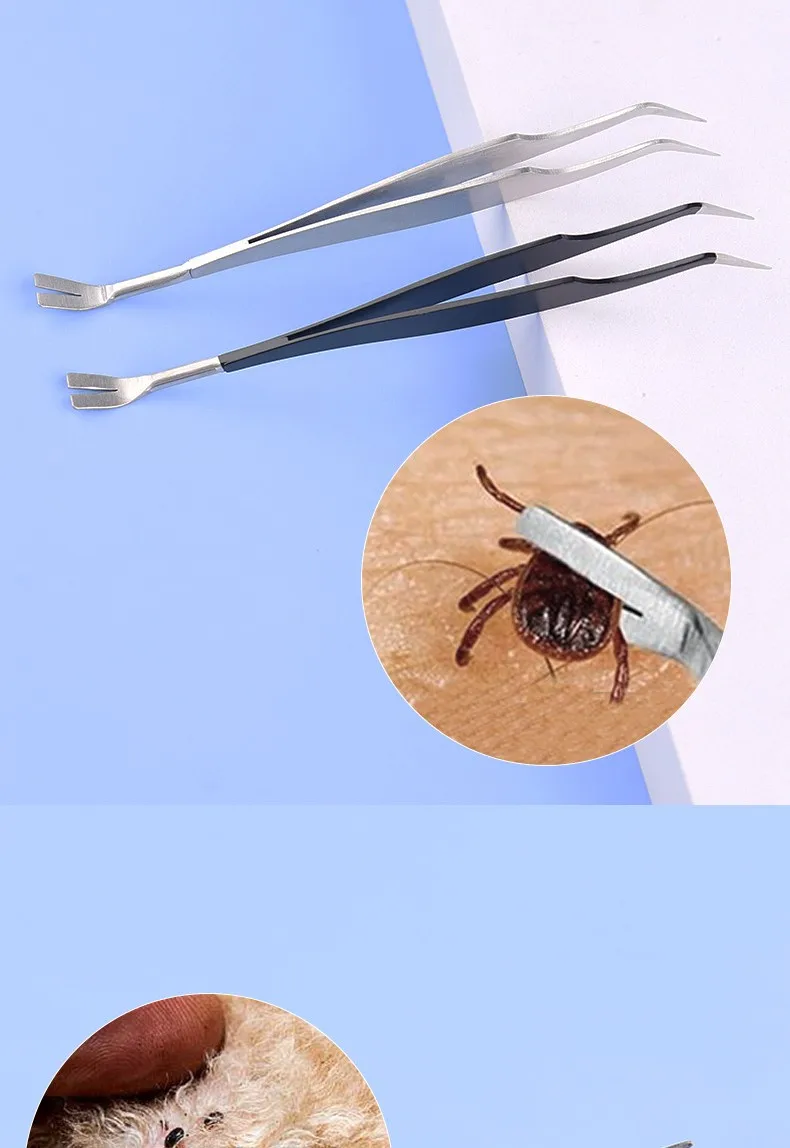 2 In 1 Tick Remover Tool Professional Tick Removal Tweezers For Humans & Pets Pets Flea And Tick Removal Tick Remover Tools