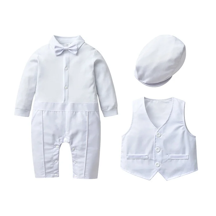 Baby Boy Baptismal Christening Formal Outfit Set Baptismal Attire for Infant Gentleman Boss Costume Newborn Photoshoot Outfit