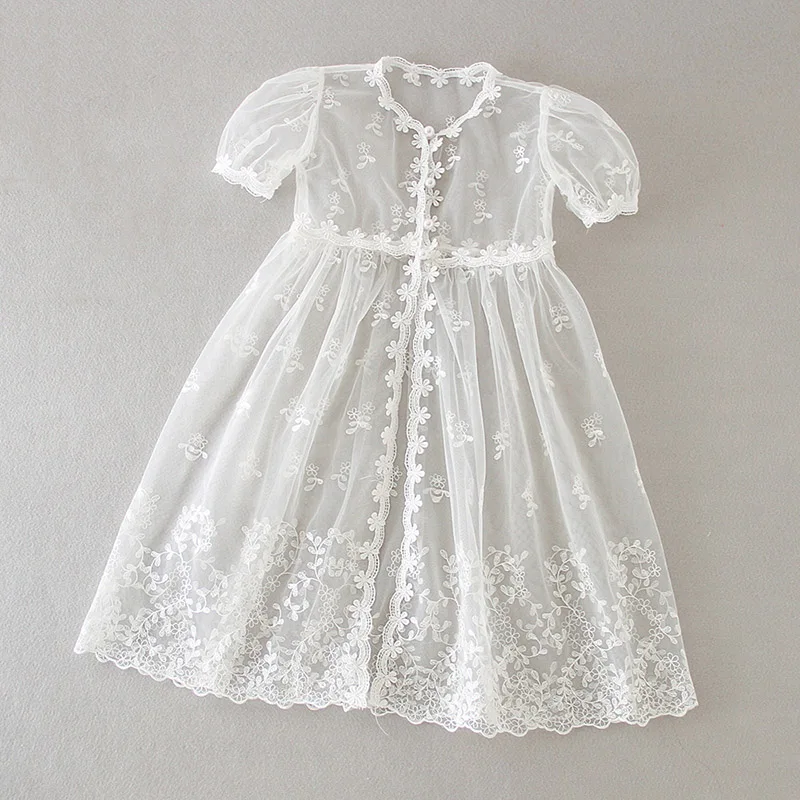 Baby Girls Christening Gown Dress Newborn White Lace Baptism Dress+Cape+Ruffle Hat First Birthday Outfits for Child Bebe 9M 12M