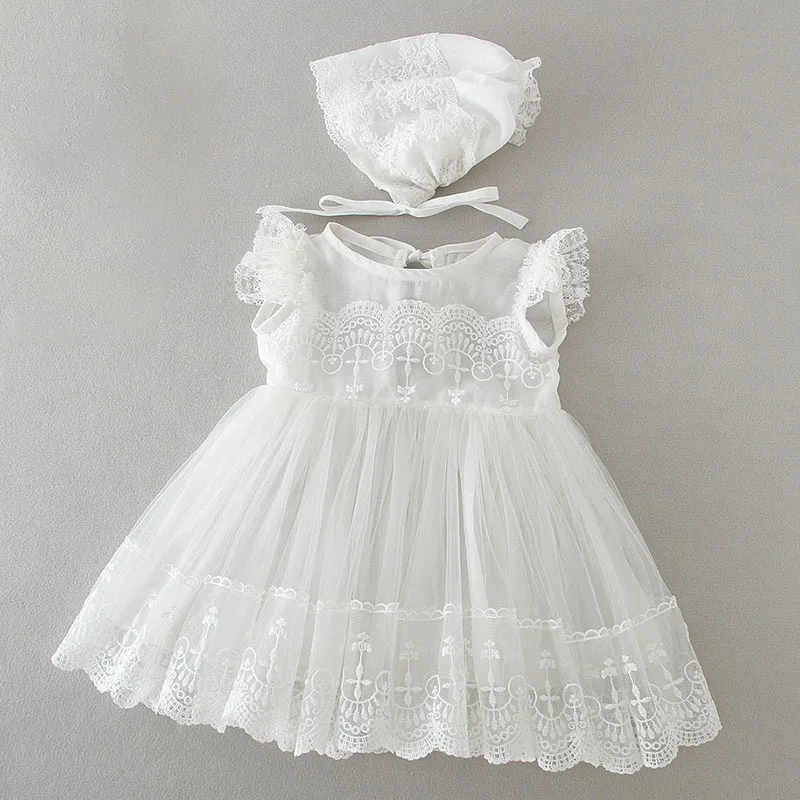 Summer White Dress Girl Baby Christening Outfits Infant Lace Baptism Gown Flower Girl Princess Wedding Dress Baby Girl Clothes