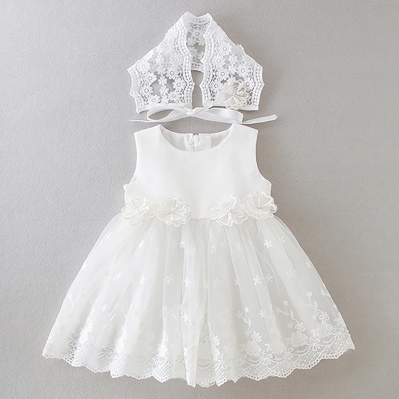 Summer White Dress Girl Baby Christening Outfits Infant Lace Baptism Gown Flower Girl Princess Wedding Dress Baby Girl Clothes