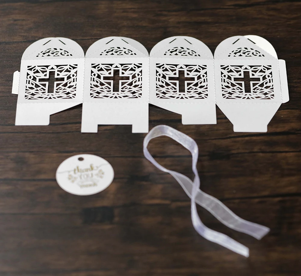 50/20/10sets Crossing Candy Dragee Boxes Angel Gift Box Baby Shower Baptism Birthday First Communion Christening Wedding Decor