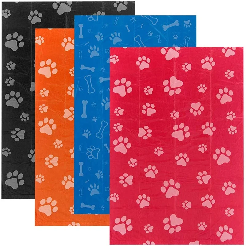 1200pcs Random Color Cartoon Paw Graphic Dog Poop Bags Pet Poop Bags Leak-Proof Dog Waste Bags For Pet Supplies