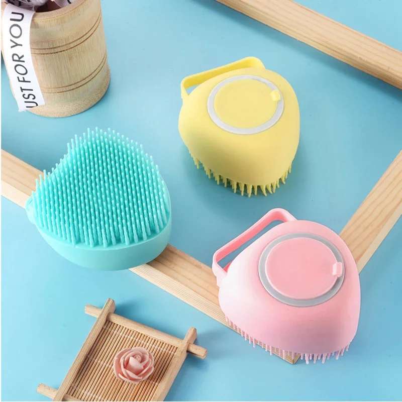 Silicone Dog Cat Shower Brush Pet Shampoo Dispenser Massager Bath Brush Bathroom Puppy Washing Grooming Brush Dog Accessories