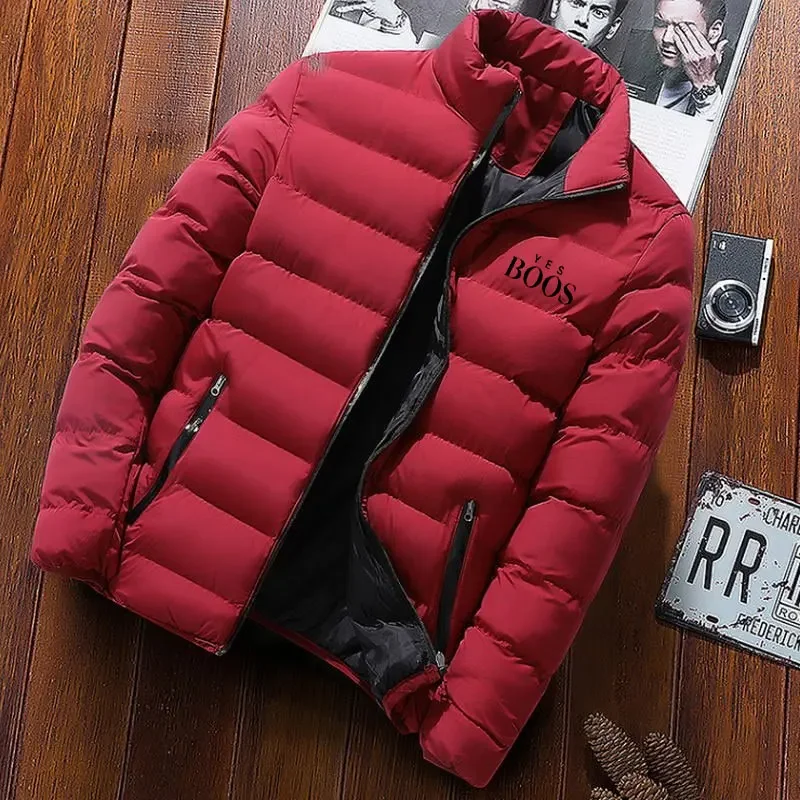 Thick Men New Warm Parka Jackets Winter Casual Men's Outwear Coats Solid Stand Collar Male Windbreak Cotton Padded Down Jacket