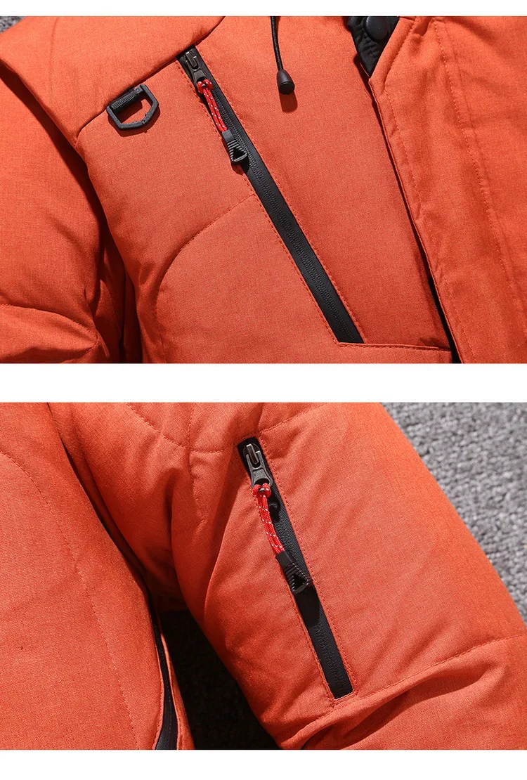 Mens White Duck Down Jacket Warm Hooded Thick Puffer Jacket Coat Male Casual High Quality Overcoat Thermal Winter Parka Men