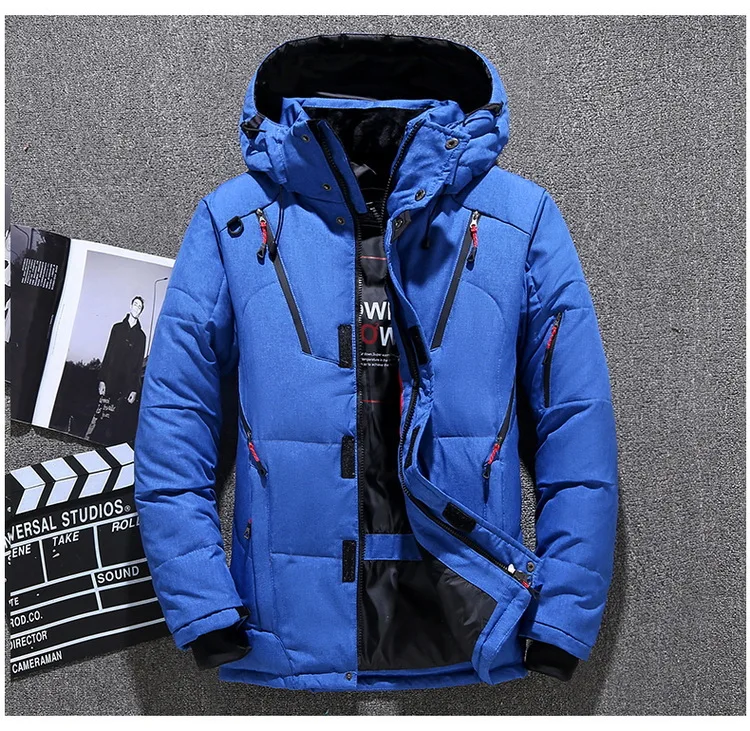 Mens White Duck Down Jacket Warm Hooded Thick Puffer Jacket Coat Male Casual High Quality Overcoat Thermal Winter Parka Men