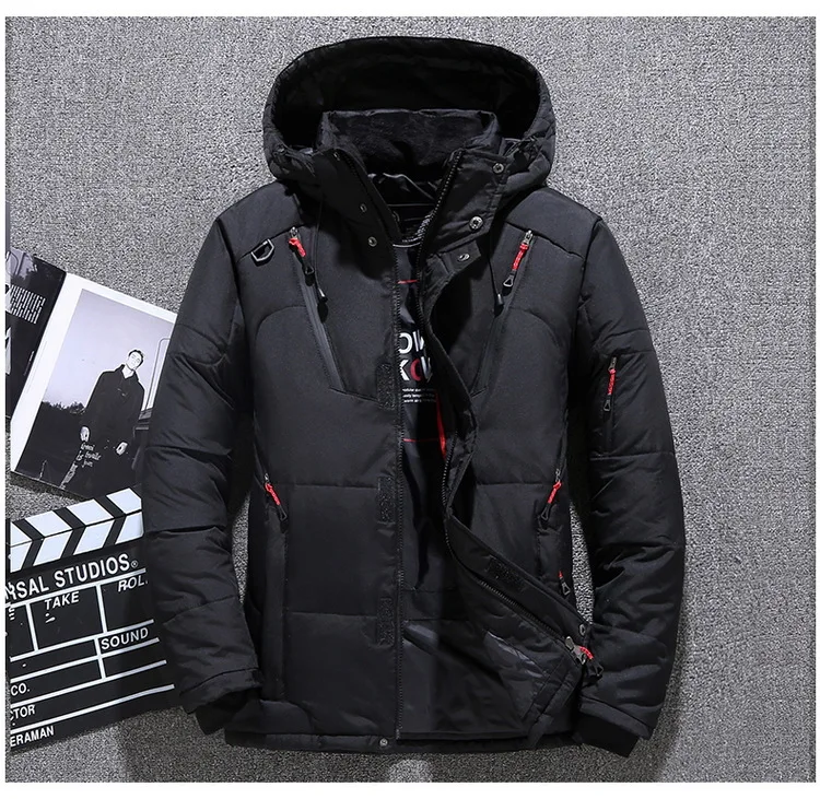 Mens White Duck Down Jacket Warm Hooded Thick Puffer Jacket Coat Male Casual High Quality Overcoat Thermal Winter Parka Men