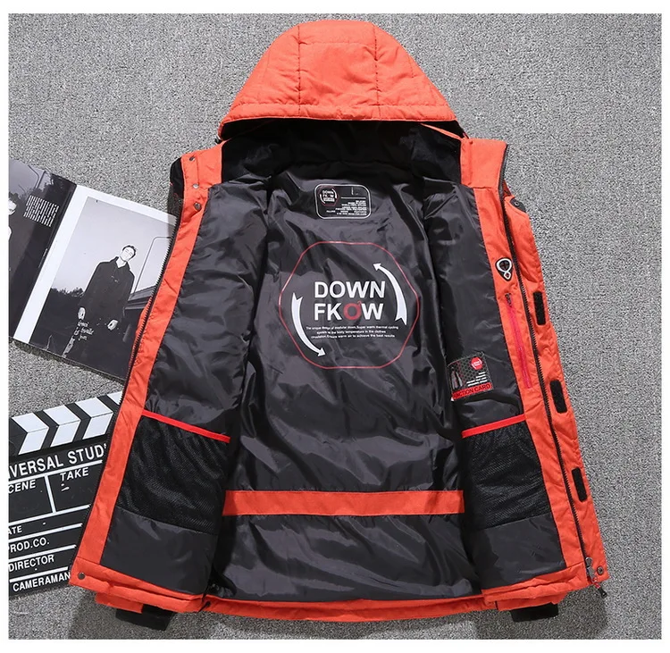 Mens White Duck Down Jacket Warm Hooded Thick Puffer Jacket Coat Male Casual High Quality Overcoat Thermal Winter Parka Men