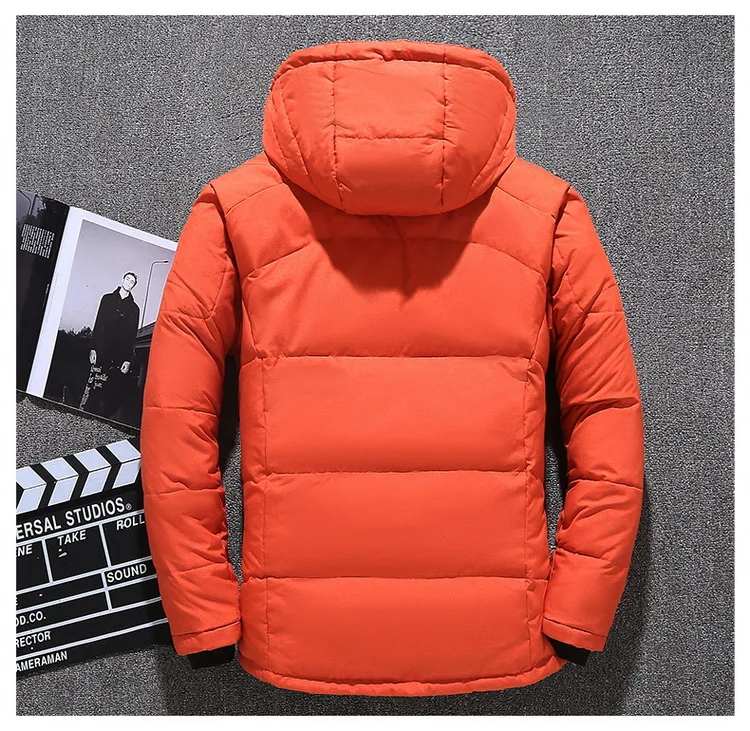 Mens White Duck Down Jacket Warm Hooded Thick Puffer Jacket Coat Male Casual High Quality Overcoat Thermal Winter Parka Men