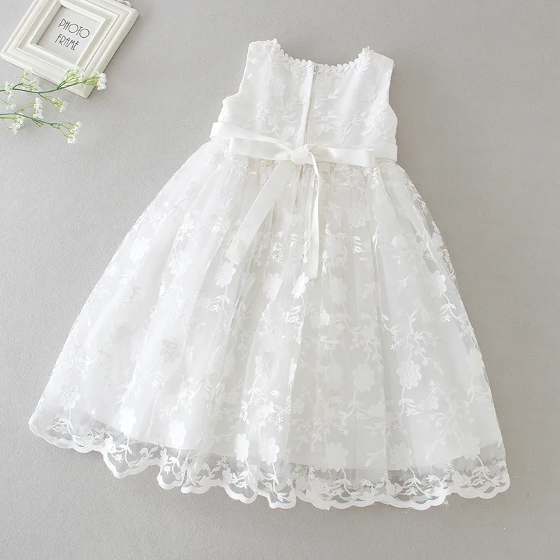 Hetiso White Infant Dress for Baptism Baby Girls Lace Dresses with hat Kids Clothes Christening Birthday Outfits 3-24 Month