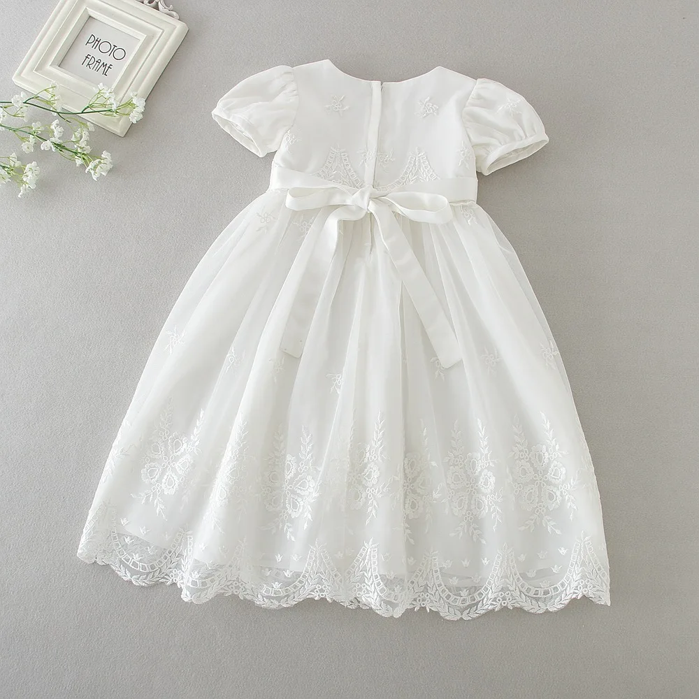 Hetiso White Infant Dress for Baptism Baby Girls Lace Dresses with hat Kids Clothes Christening Birthday Outfits 3-24 Month