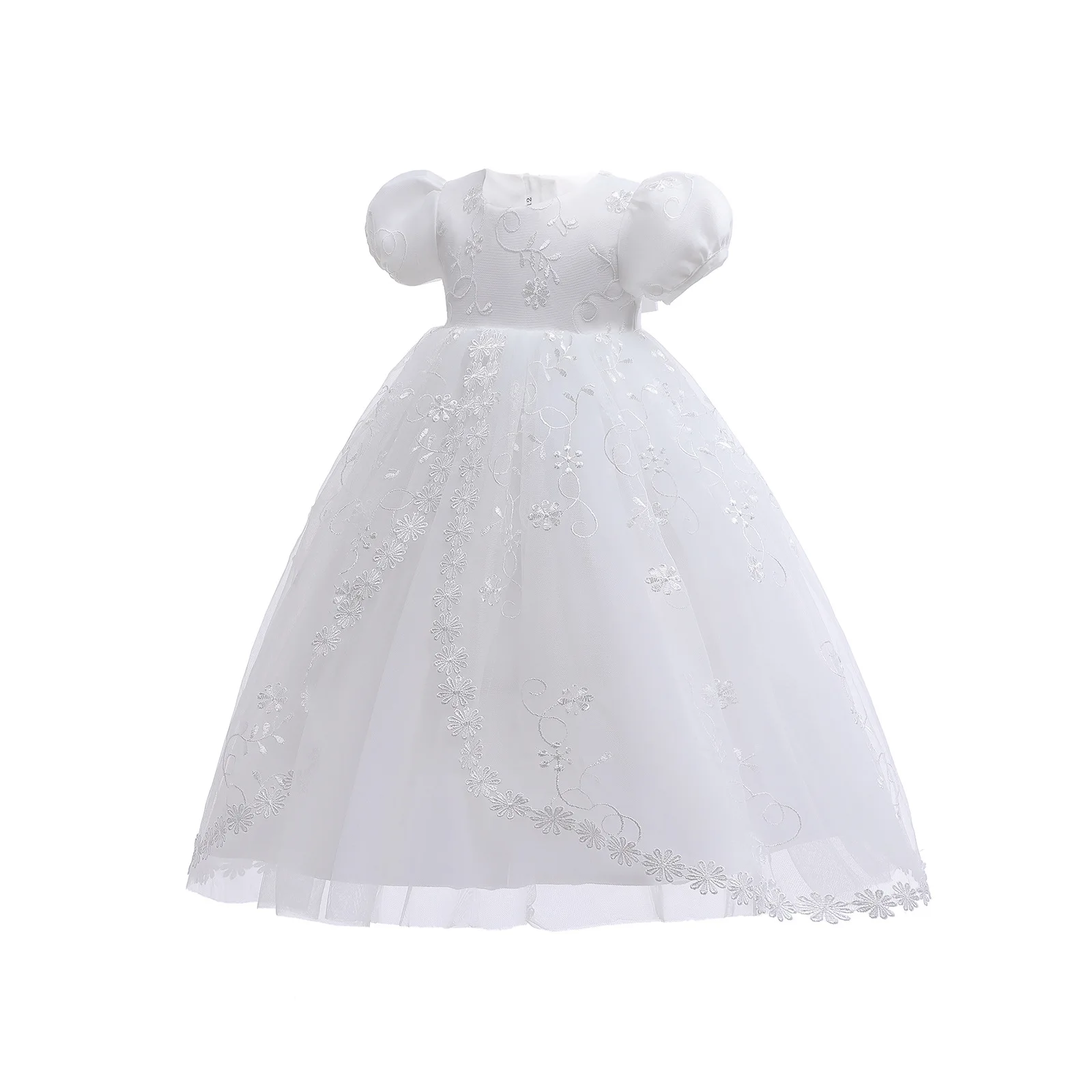 Hetiso White Infant Dress for Baptism Baby Girls Lace Dresses with hat Kids Clothes Christening Birthday Outfits 3-24 Month