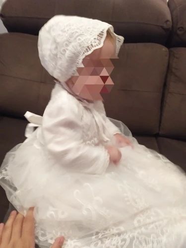 Hetiso White Infant Dress for Baptism Baby Girls Lace Dresses with hat Kids Clothes Christening Birthday Outfits 3-24 Month