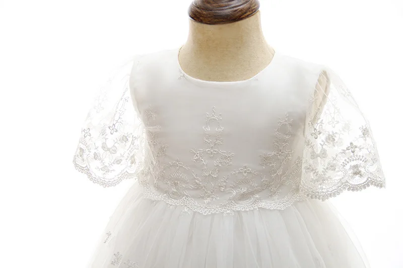 Hetiso White Infant Dress for Baptism Baby Girls Lace Dresses with hat Kids Clothes Christening Birthday Outfits 3-24 Month