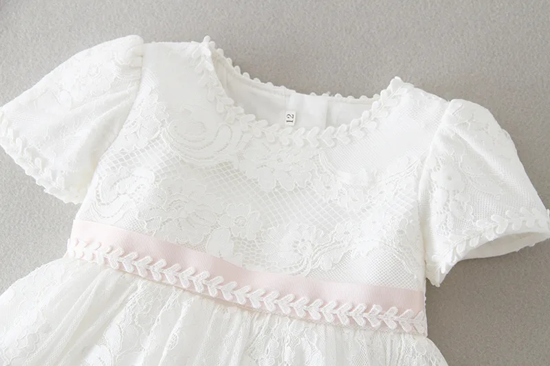 Hetiso White Infant Dress for Baptism Baby Girls Lace Dresses with hat Kids Clothes Christening Birthday Outfits 3-24 Month