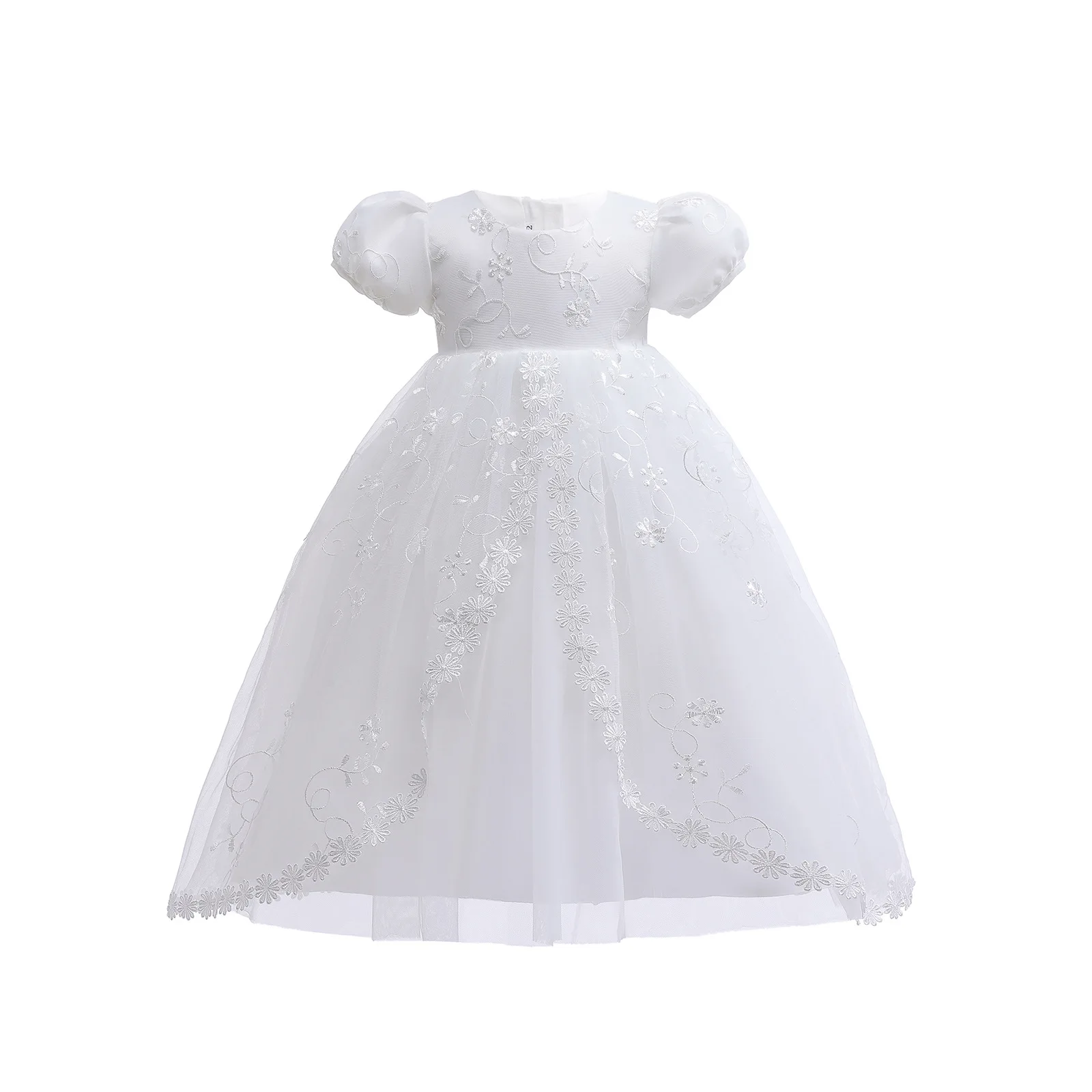 Hetiso White Infant Dress for Baptism Baby Girls Lace Dresses with hat Kids Clothes Christening Birthday Outfits 3-24 Month