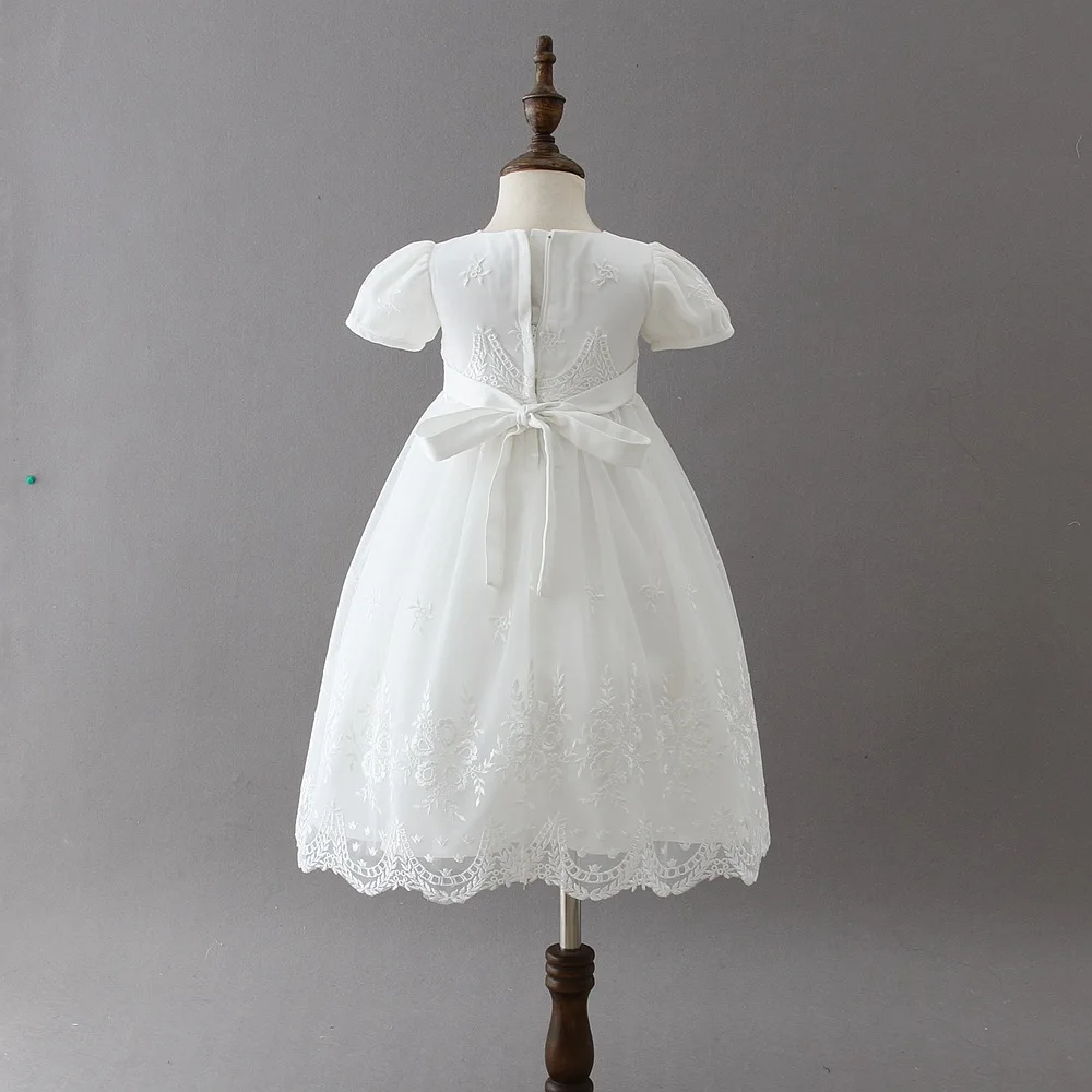 Hetiso White Infant Dress for Baptism Baby Girls Lace Dresses with hat Kids Clothes Christening Birthday Outfits 3-24 Month