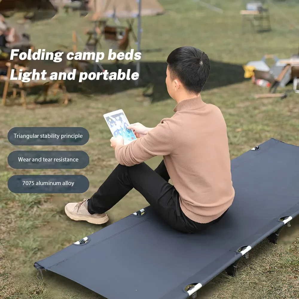 Camping Cot Portable Folding Bed Ultralight Aluminum Alloy Sleeping Cot for Outdoor Hiking Backpacking Travel