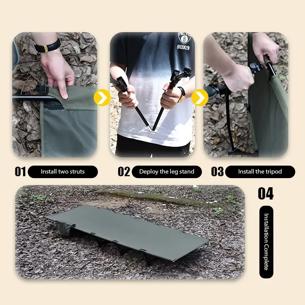 Camping Cot Portable Folding Bed Ultralight Aluminum Alloy Sleeping Cot for Outdoor Hiking Backpacking Travel